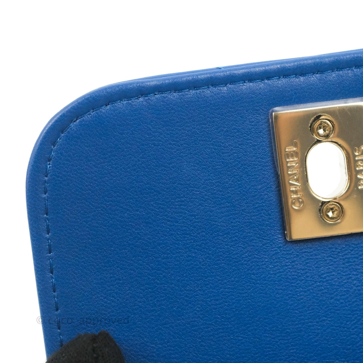 Chanel Mini Chevron Trendy CC Clutch With Chain Blue Lambskin Gold Hardware
