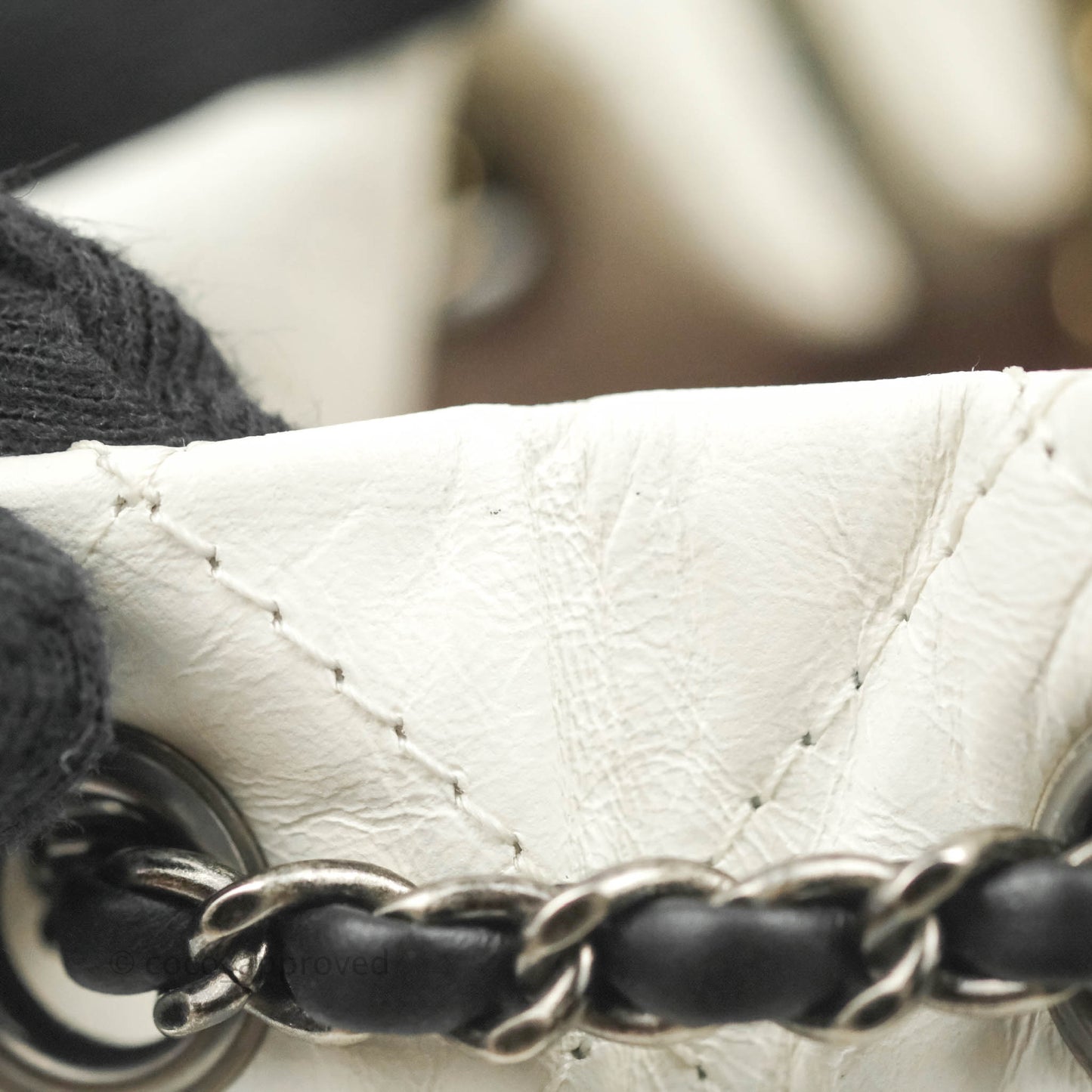 Chanel Small Gabrielle Backpack White Black Aged Calfskin