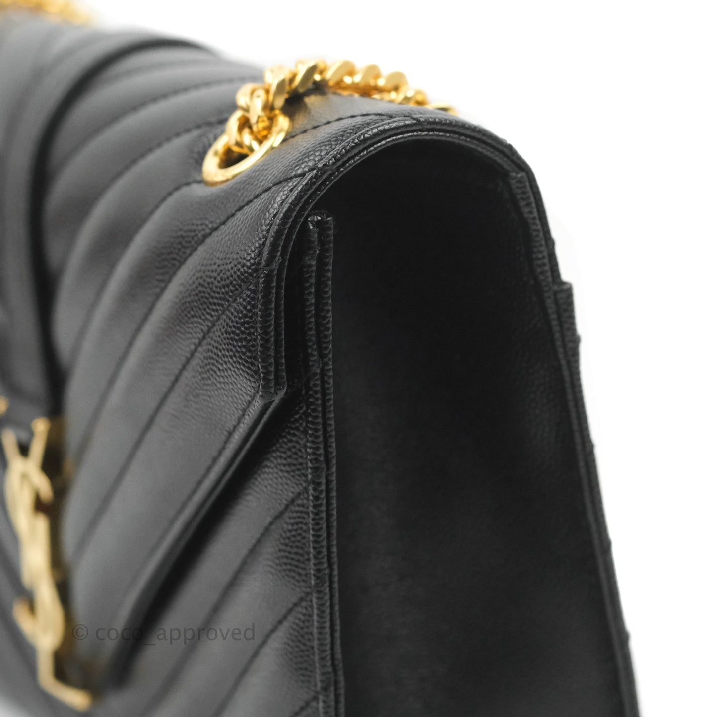 Saint Laurent Envelope Medium Black Caviar Gold Hardware