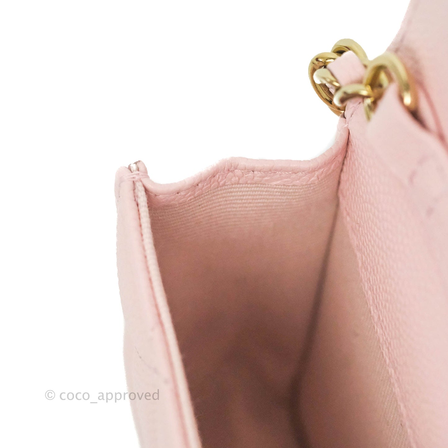 Chanel Mini Wallet With Chain Light Pink Caviar Gold Hardware