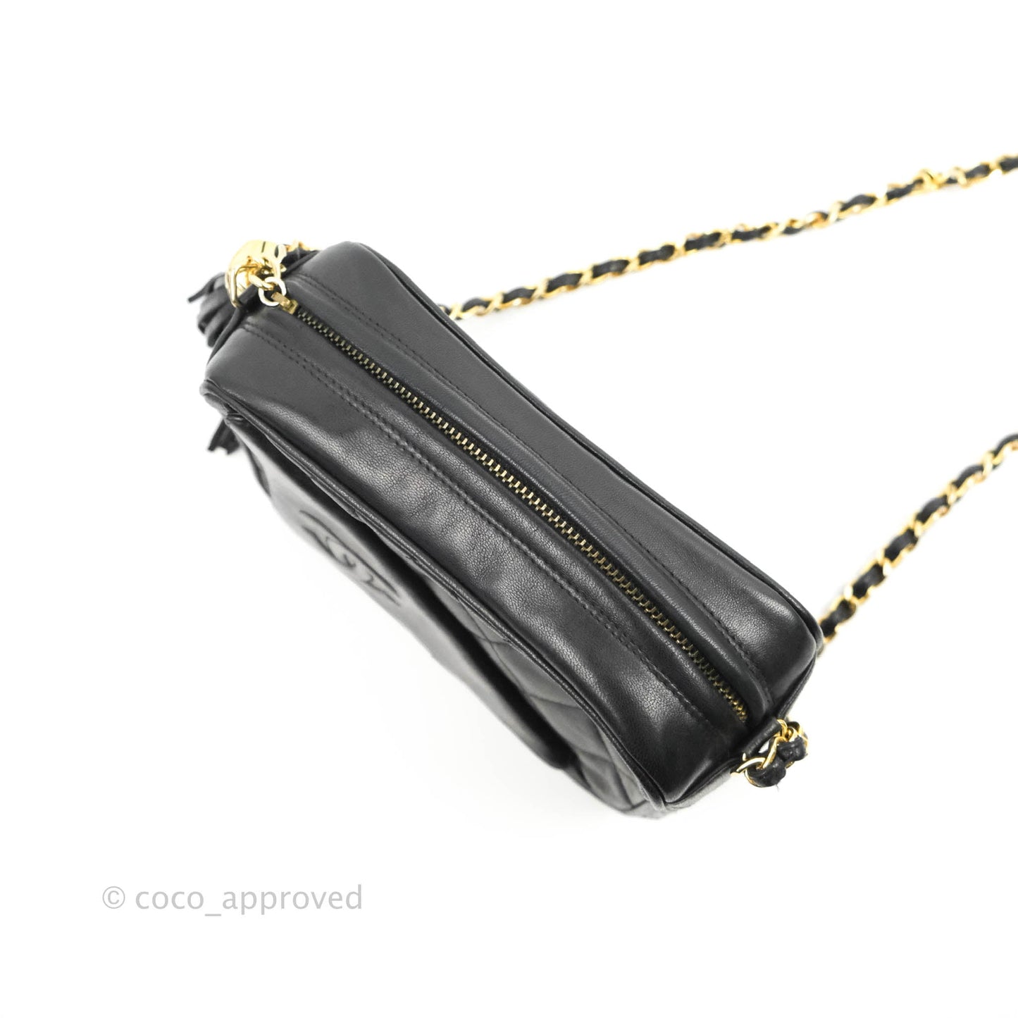 Chanel Vintage Small Camera Bag Black Lambskin Gold Hardware