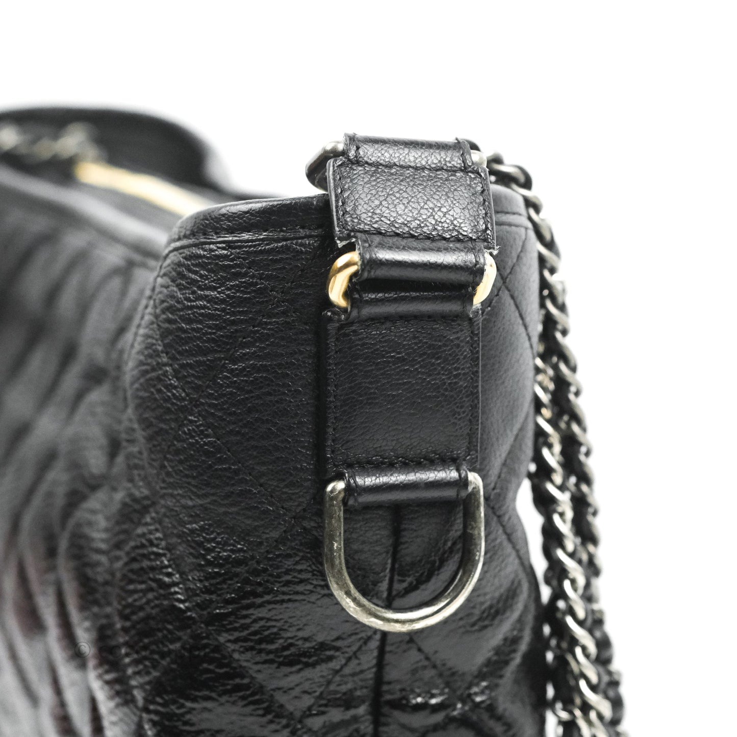 Chanel Large Gabrielle Hobo Black Patent Goatskin Mixed Hardware 18S
