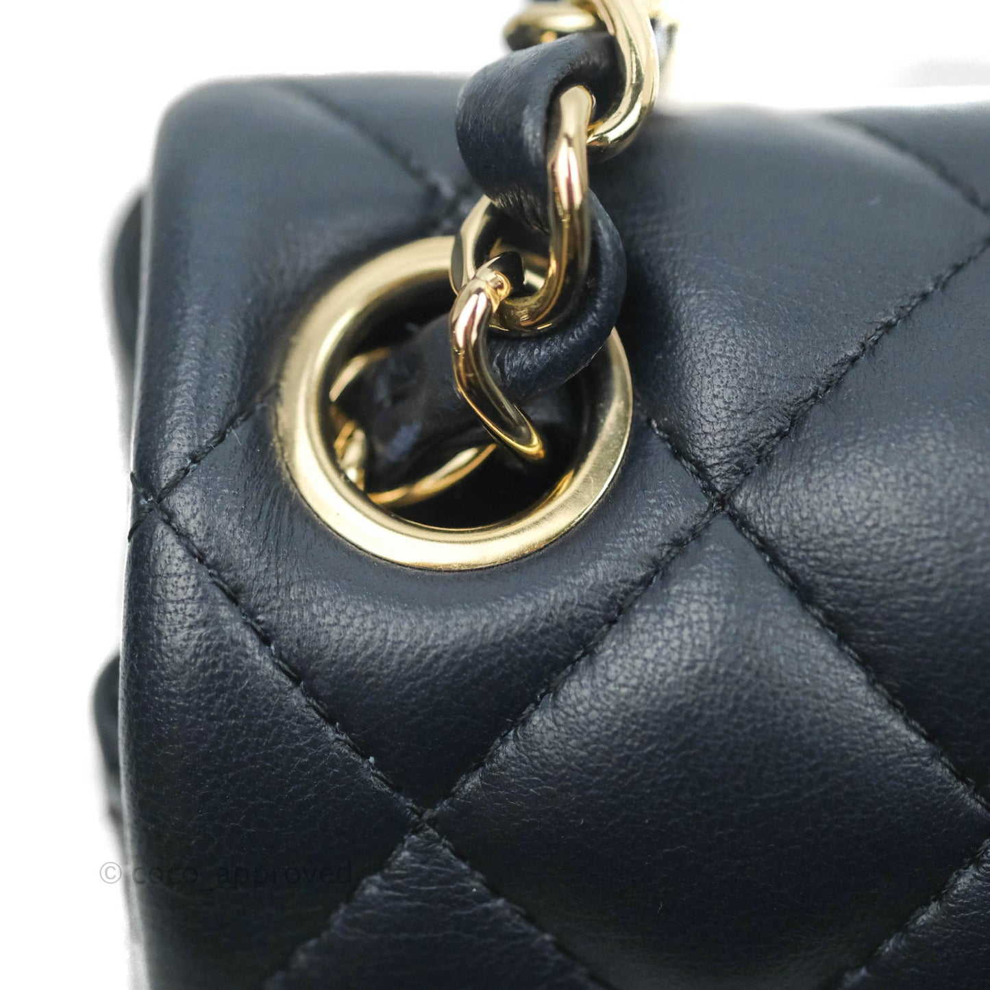 Chanel Quilted Mini Square Navy Lambskin Gold Hardware