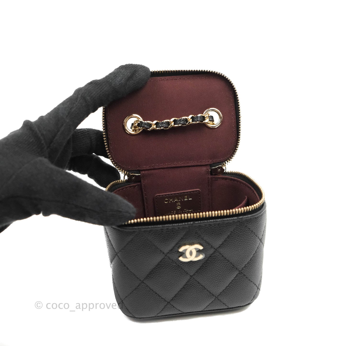 Chanel Mini Vanity With Chain Black Caviar Gold Hardware