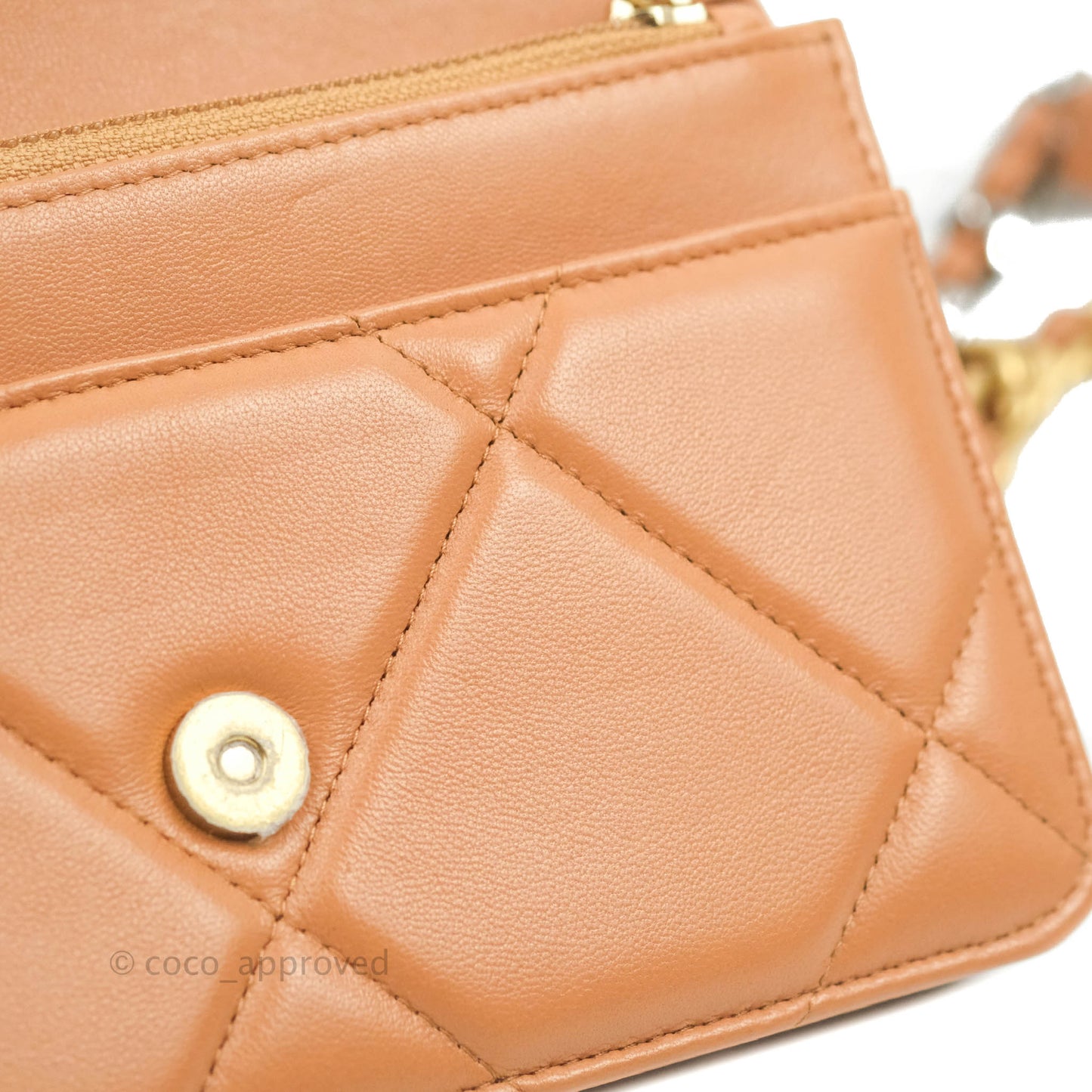 Chanel 19 Wallet on Chain WOC Dark Beige Caramel Lambskin Mixed Hardware