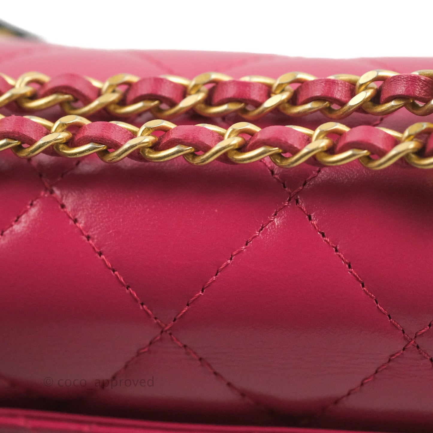 Chanel Quilted Perfect Fit Dark Pink Phone Holder Aged Gold Hardware