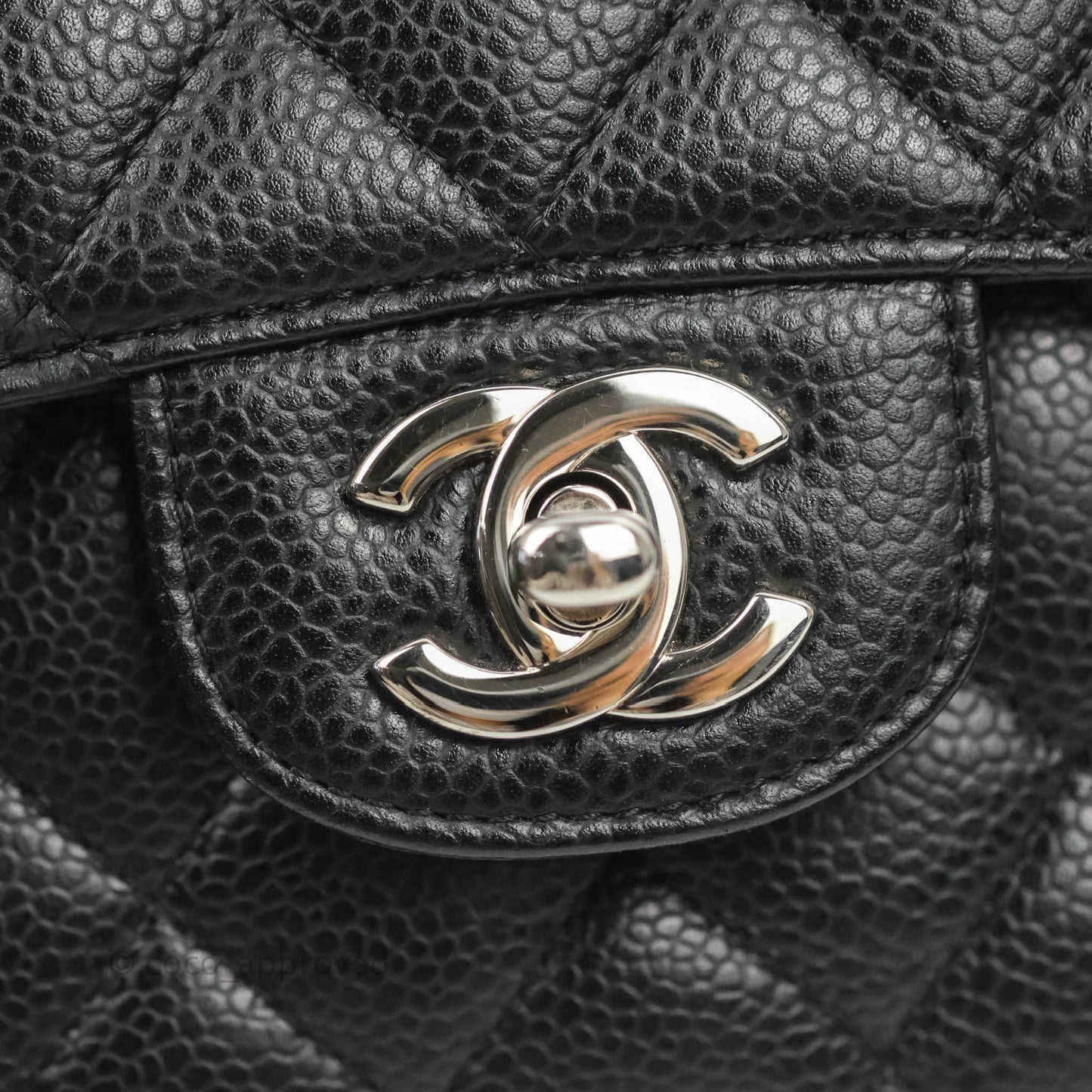 Chanel Quilted Classic M/L Medium Flap Black Caviar Silver Hardware