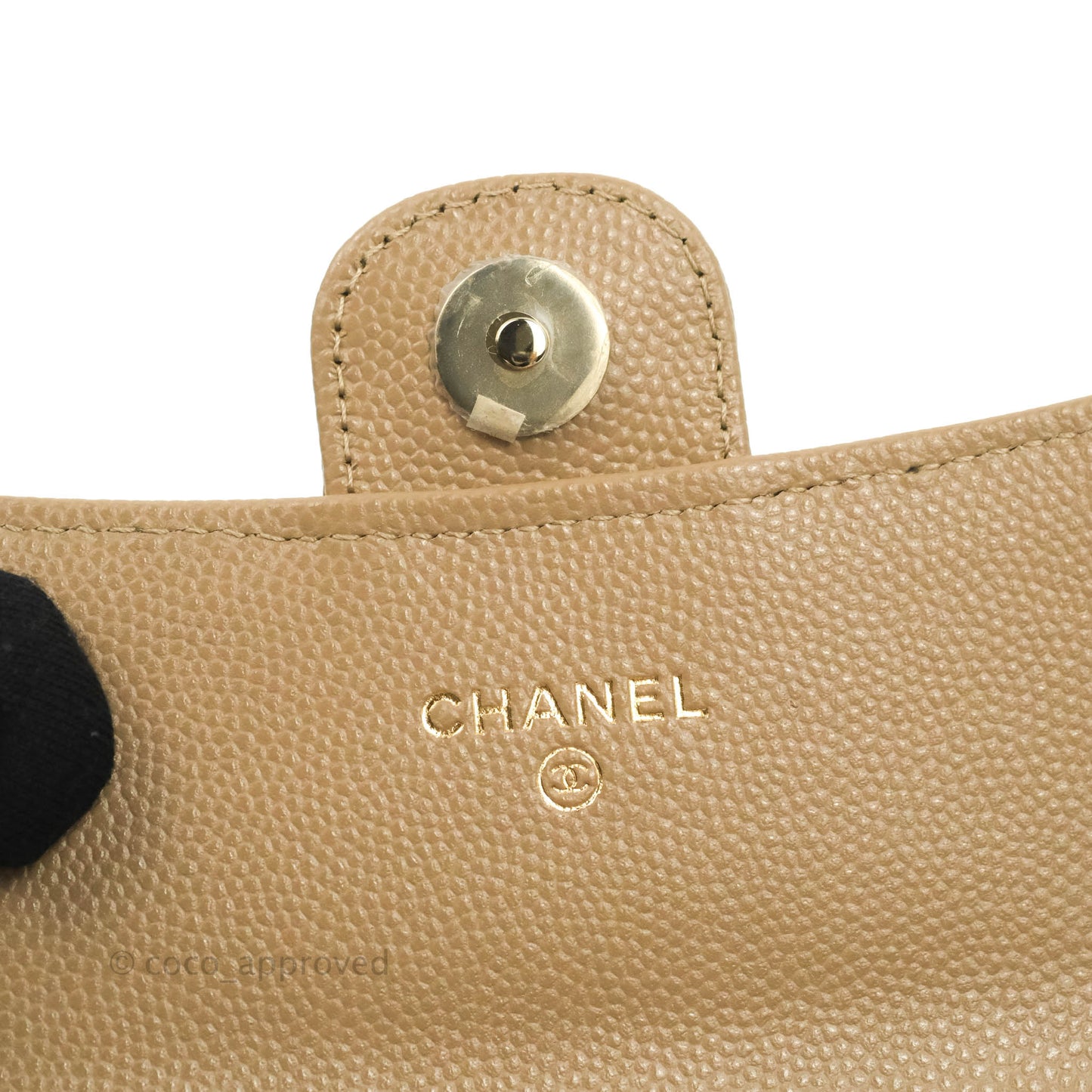 Chanel Mini Wallet With Chain Dark Beige Caviar Gold Hardware