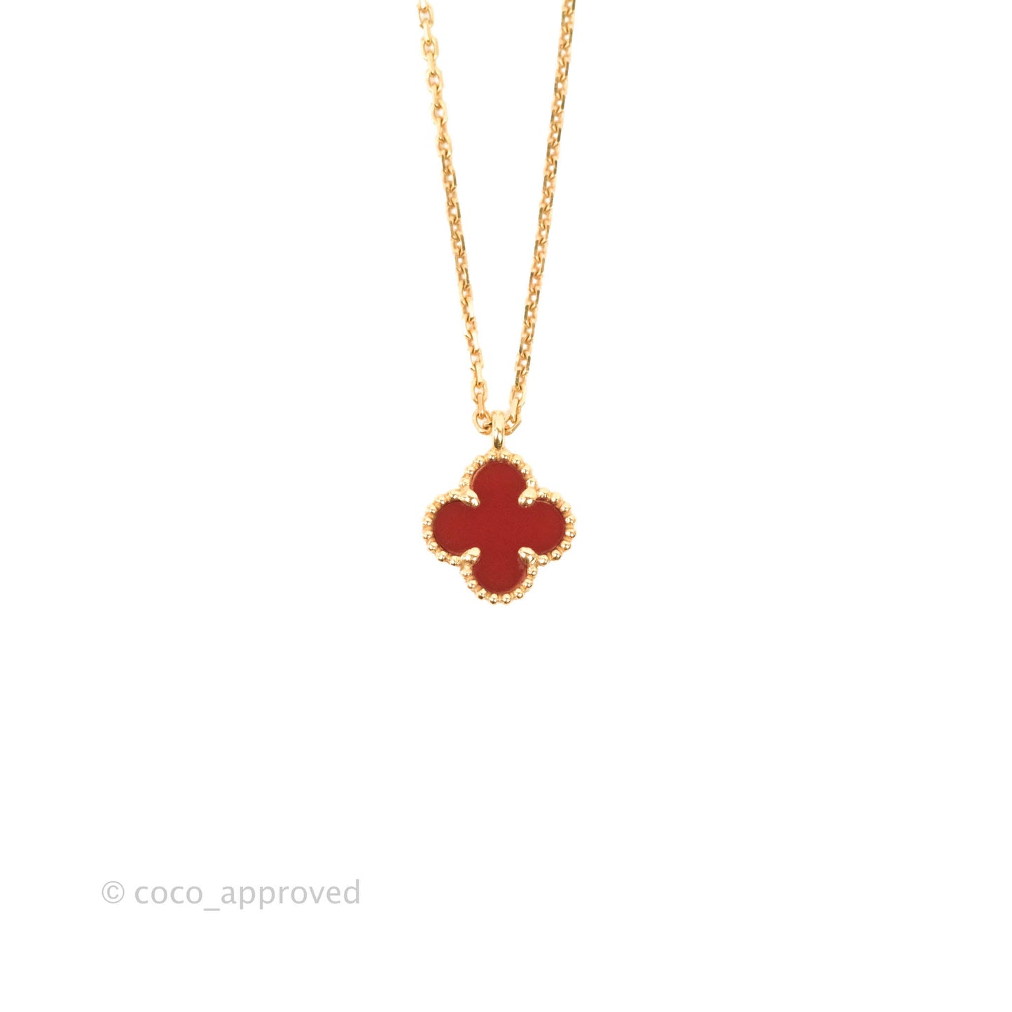 Van Cleef & Arpels Sweet Alhambra Pendant Red Carnelian Rose Gold