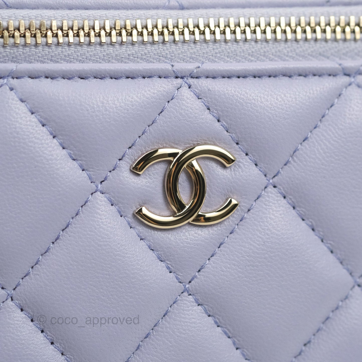 Chanel Vanity Rectangular Top Handle Lilac Lambskin Gold Hardware