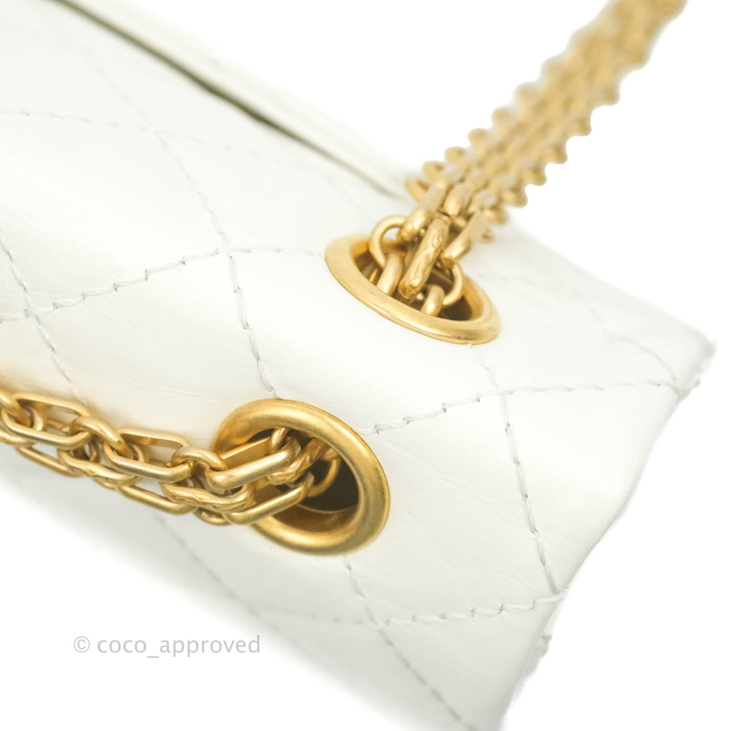 Chanel Mini Reissue 224 White Aged Calfskin Aged Gold Hardware