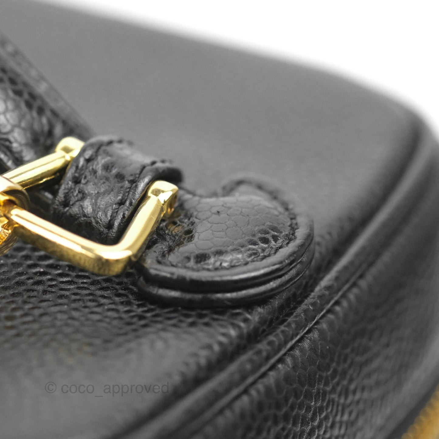 Chanel Vintage Vanity Case Black Caviar Gold Hardware
