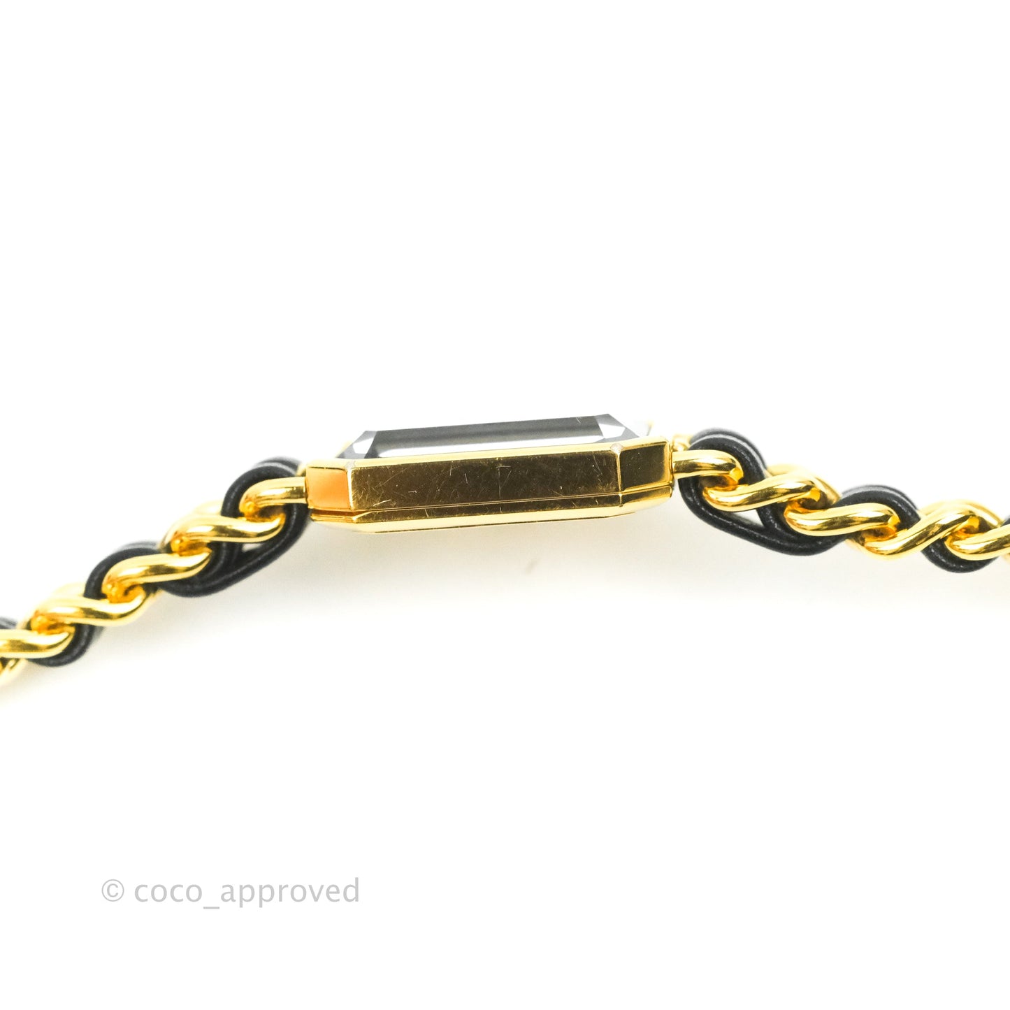 Chanel Vintage Première Watch Black Leather Gold Plated Size L