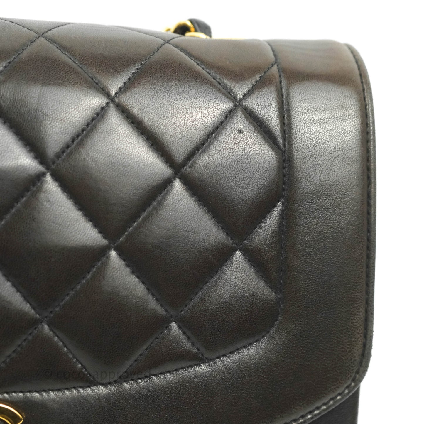 Chanel Vintage Quilted Medium Classic Diana Flap Bag Black Lambskin 24K Gold Harwdare