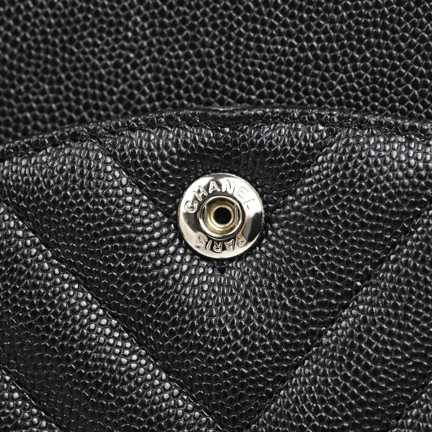 Chanel Classic M/L Medium Chevron Double Flap Iridescent Black Caviar Ruthenium Hardware 17B