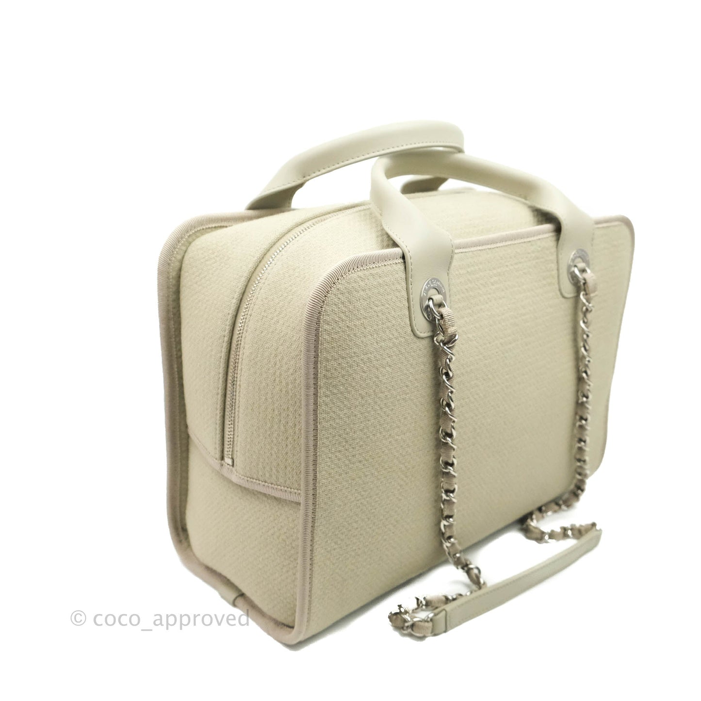 Chanel Deauville Bowling Bag Grey Silver Hardware