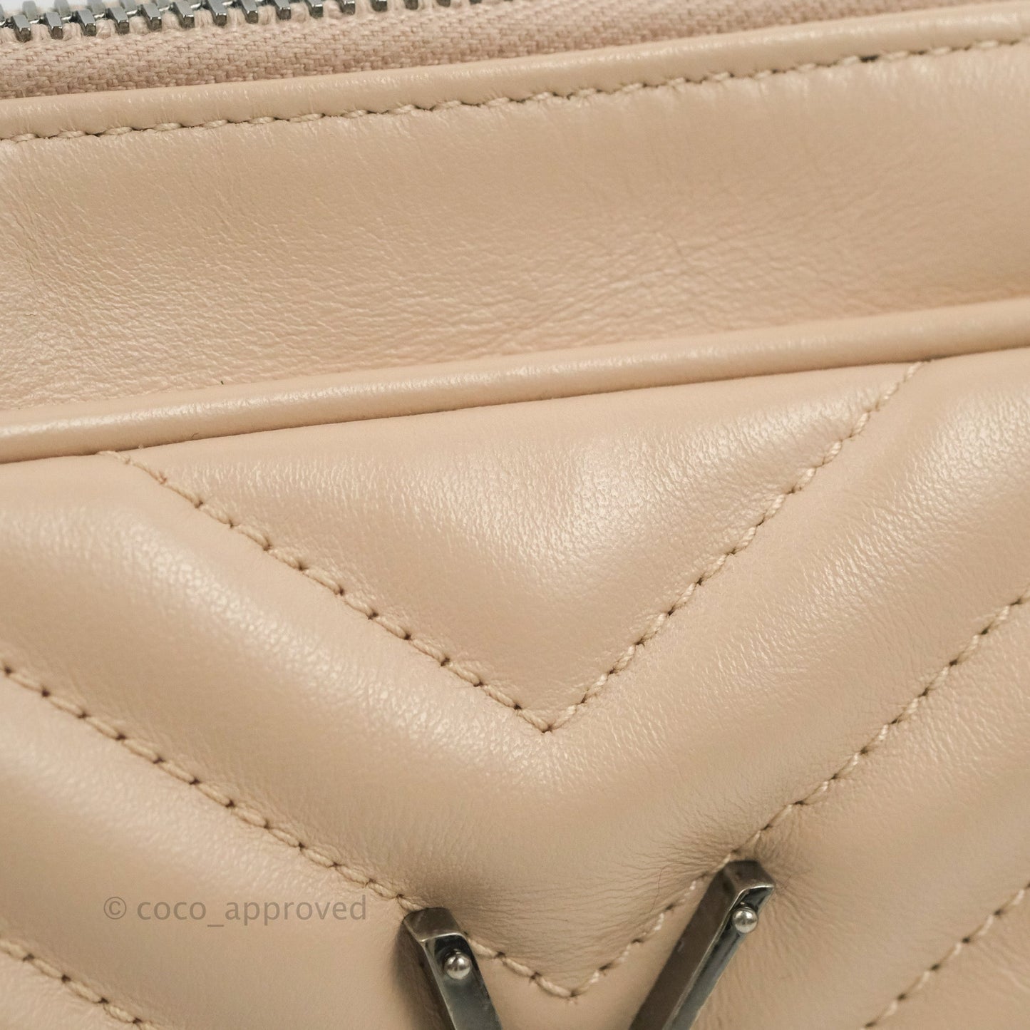 Saint Laurent Lou Quilted Camera Bag Pale Pink Calfskin Ruthenium Hardware