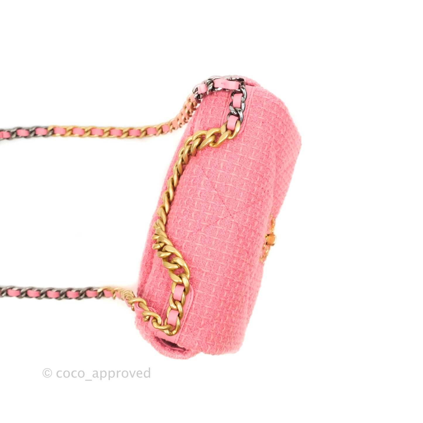 Chanel 19 Small Tweed Pink Mixed Hardware