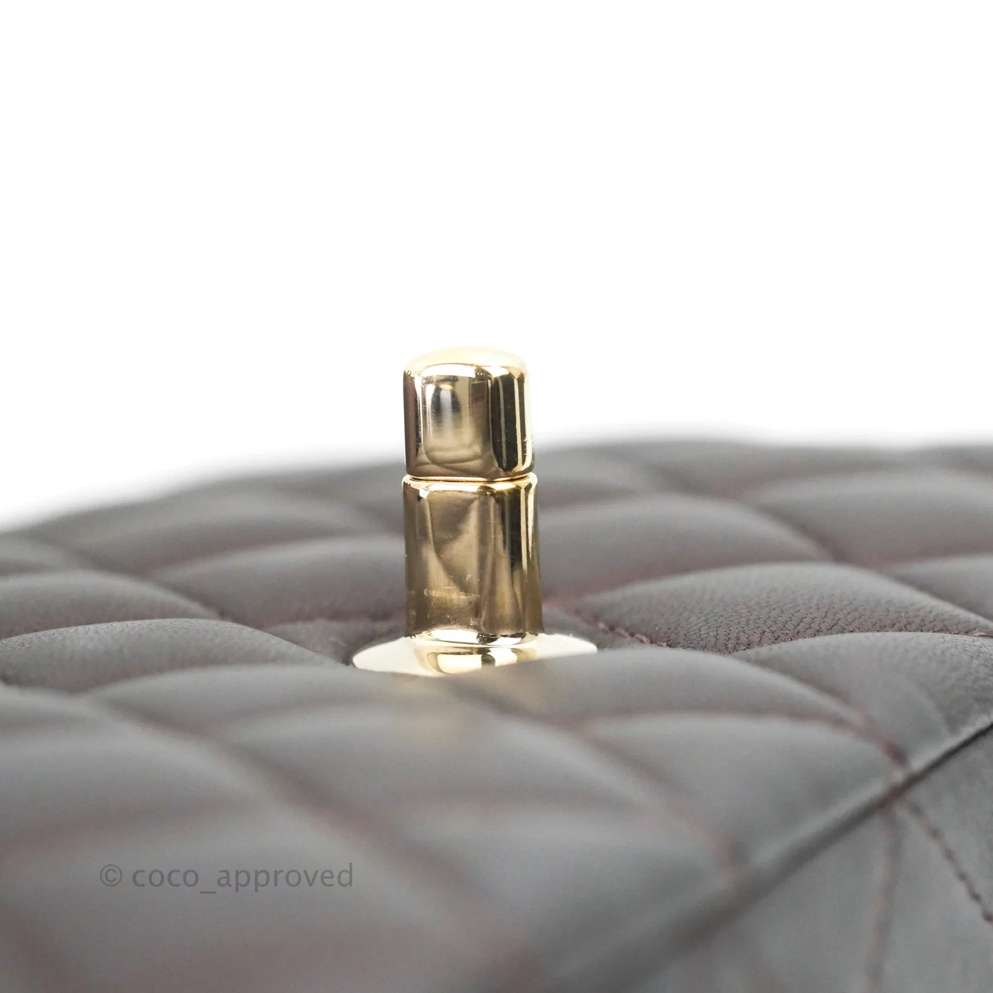 Chanel Top Handle Mini Rectangular Flap Bag Dark Purple Lambskin Gold Hardware