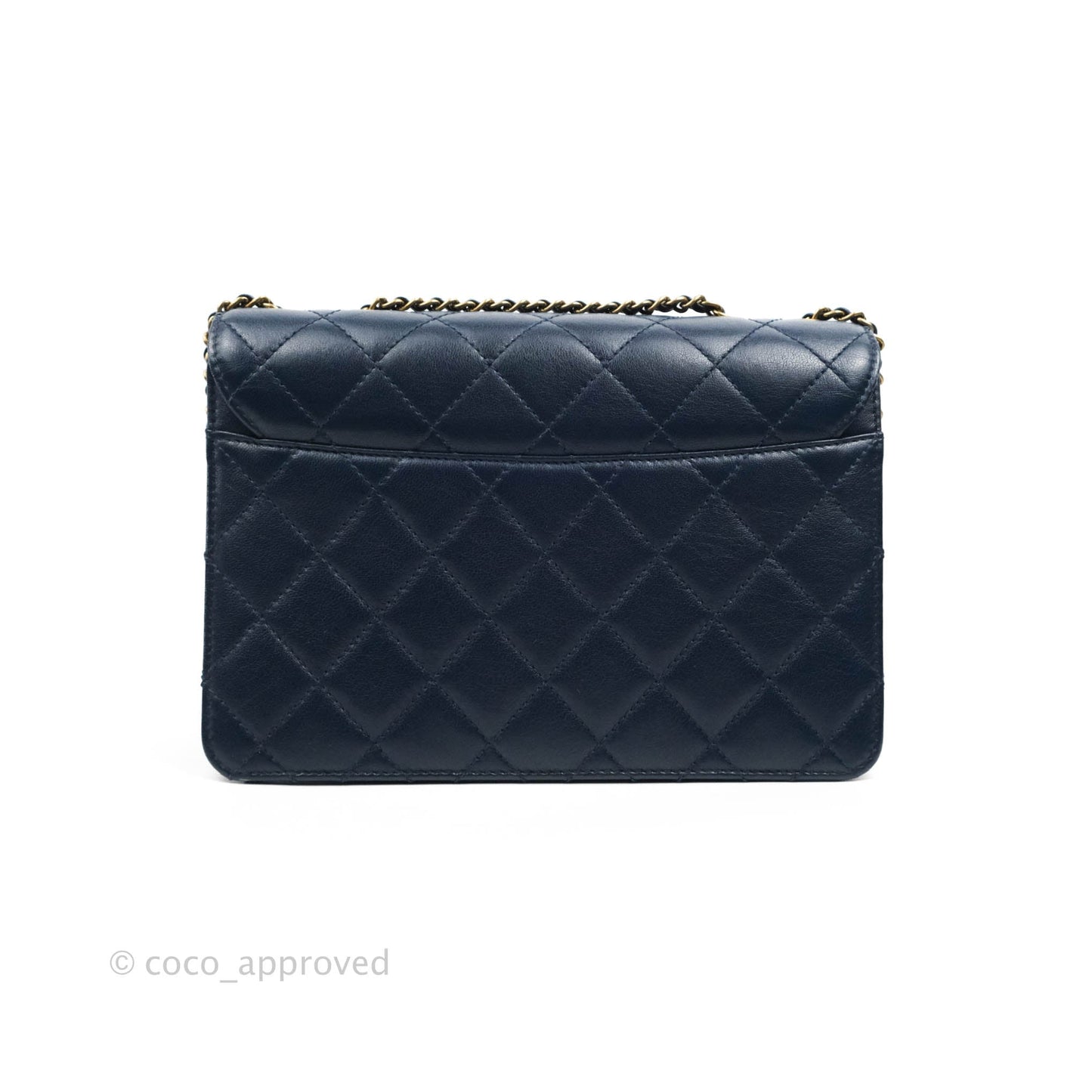 Chanel Beauty Lock Flap Bag Navy Sheepskin Aged Gold Hardware