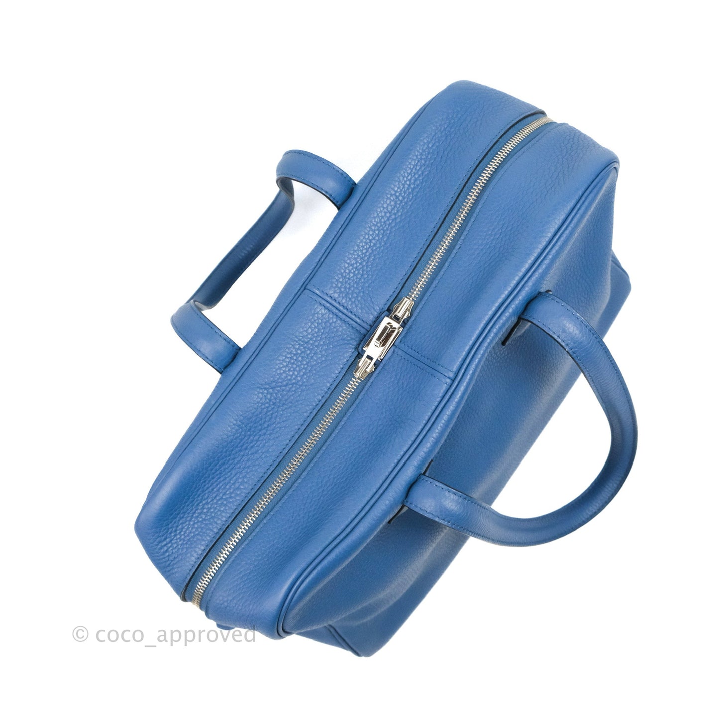 Hermes Victoria II 35 Bag Blue Paradis Clemence Palladium Hardware