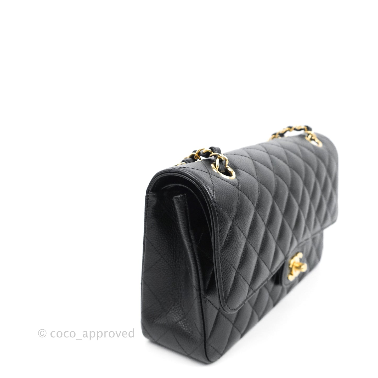 Chanel Classic M/L Medium Flap Quilted Black Caviar Gold Hardware