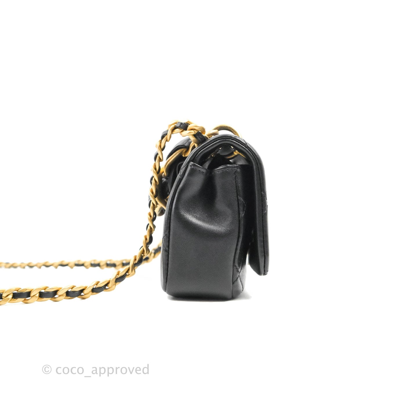 Chanel Entwined Chain Bag Black Lambskin Aged Gold Hardware