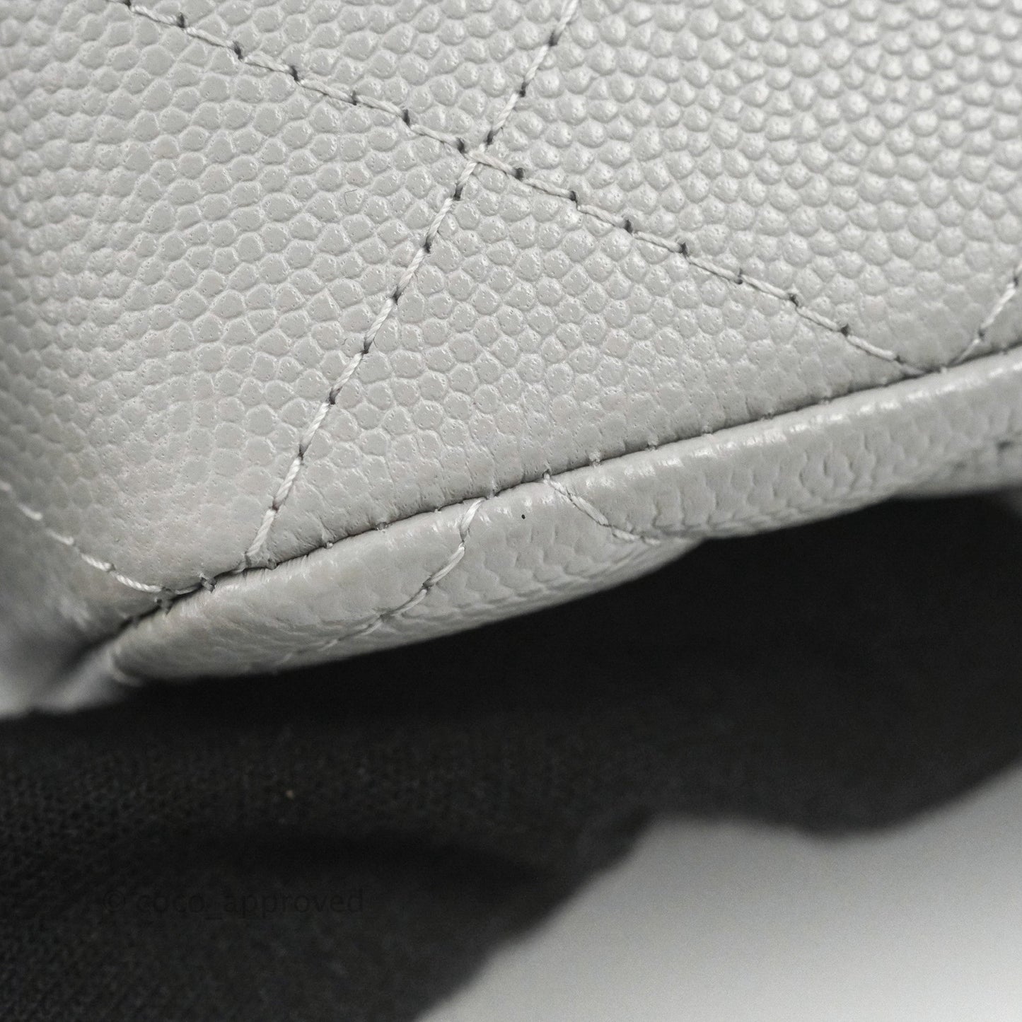 Chanel Small Classic Quilted Flap Grey Caviar Gold Hardware 21A
