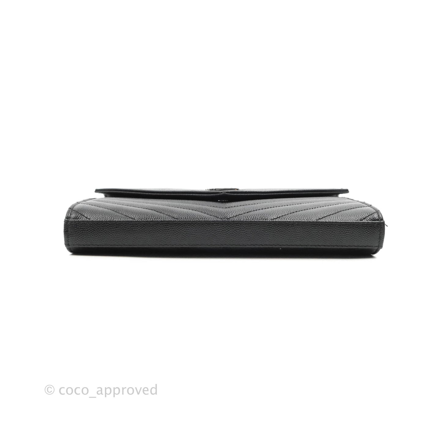 Saint Laurent Wallet on Chain WOC Black Grained Leather Silver Hardware
