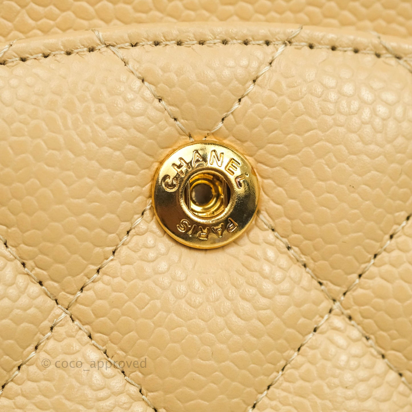 Chanel Classic M/L Medium Flap Quilted Beige Caviar Gold Hardware