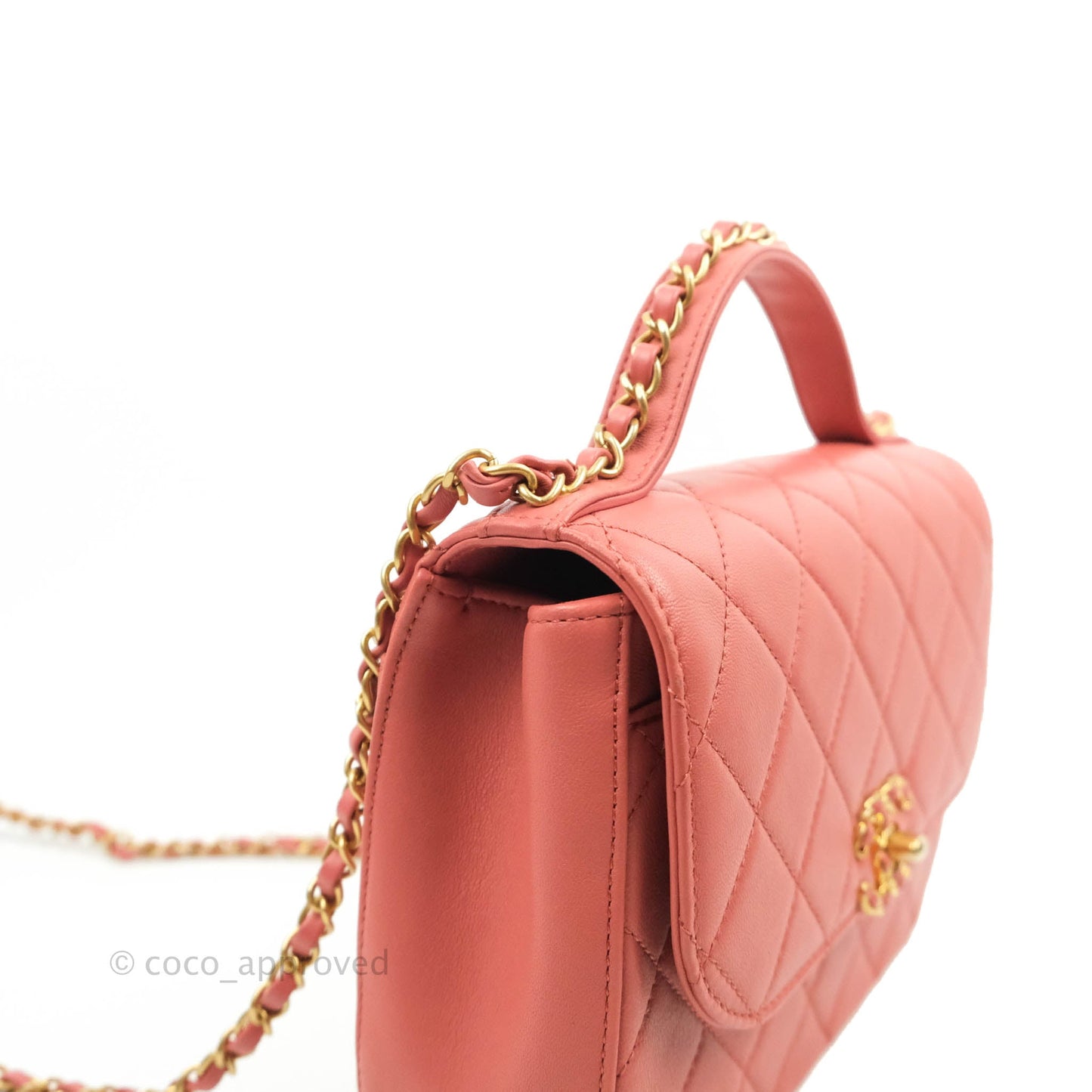 Chanel Quilted Chain Infinity Handle Bag Pink Lambskin Aged Gold Hardware