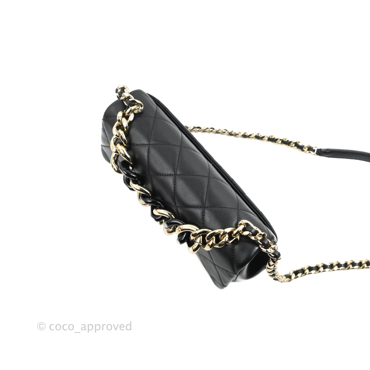 Chanel Quilted Resin Bi-Color Chain Flap Bag Black Lambskin