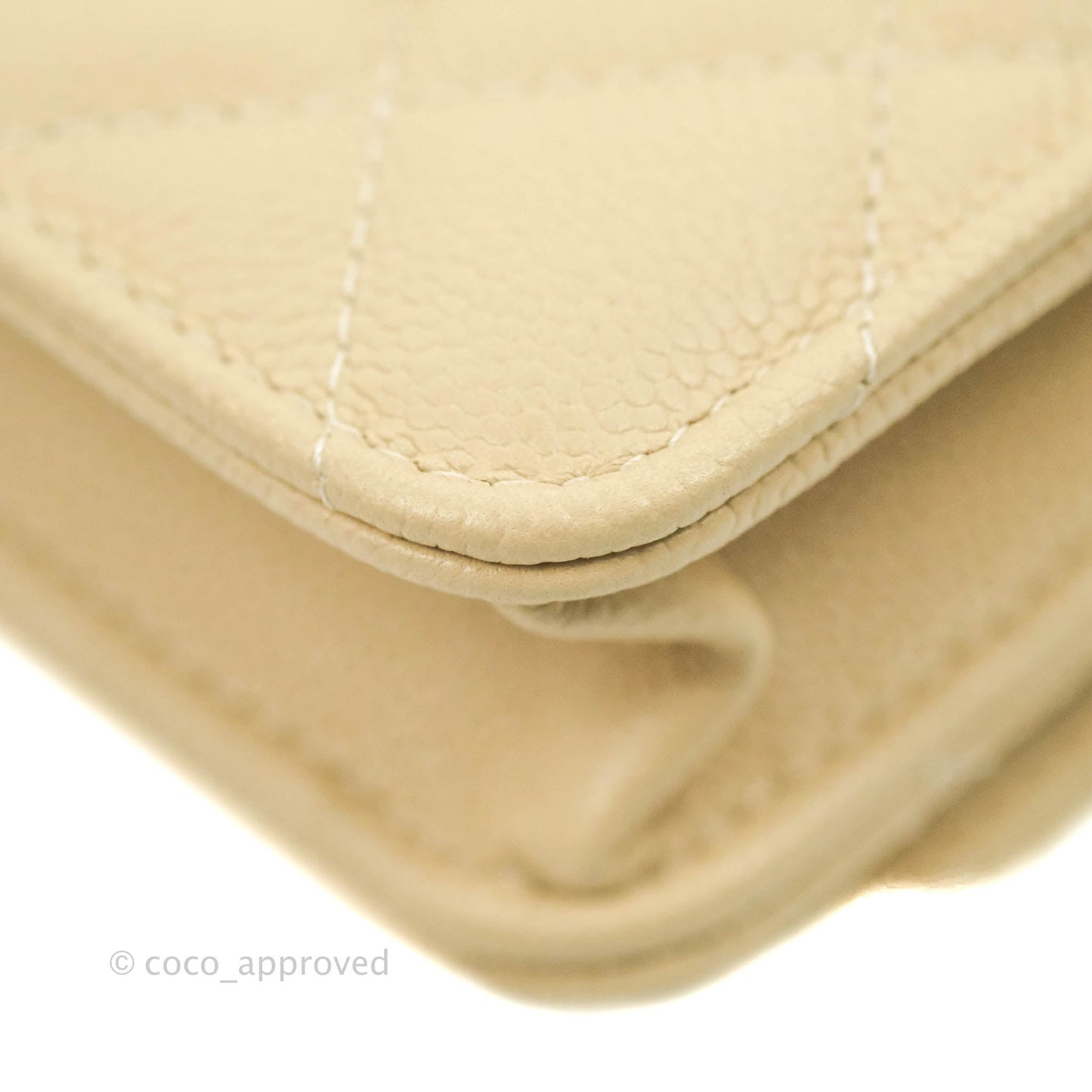 Chanel Quilted Wallet on Chain WOC Beige Caviar Gold Hardware