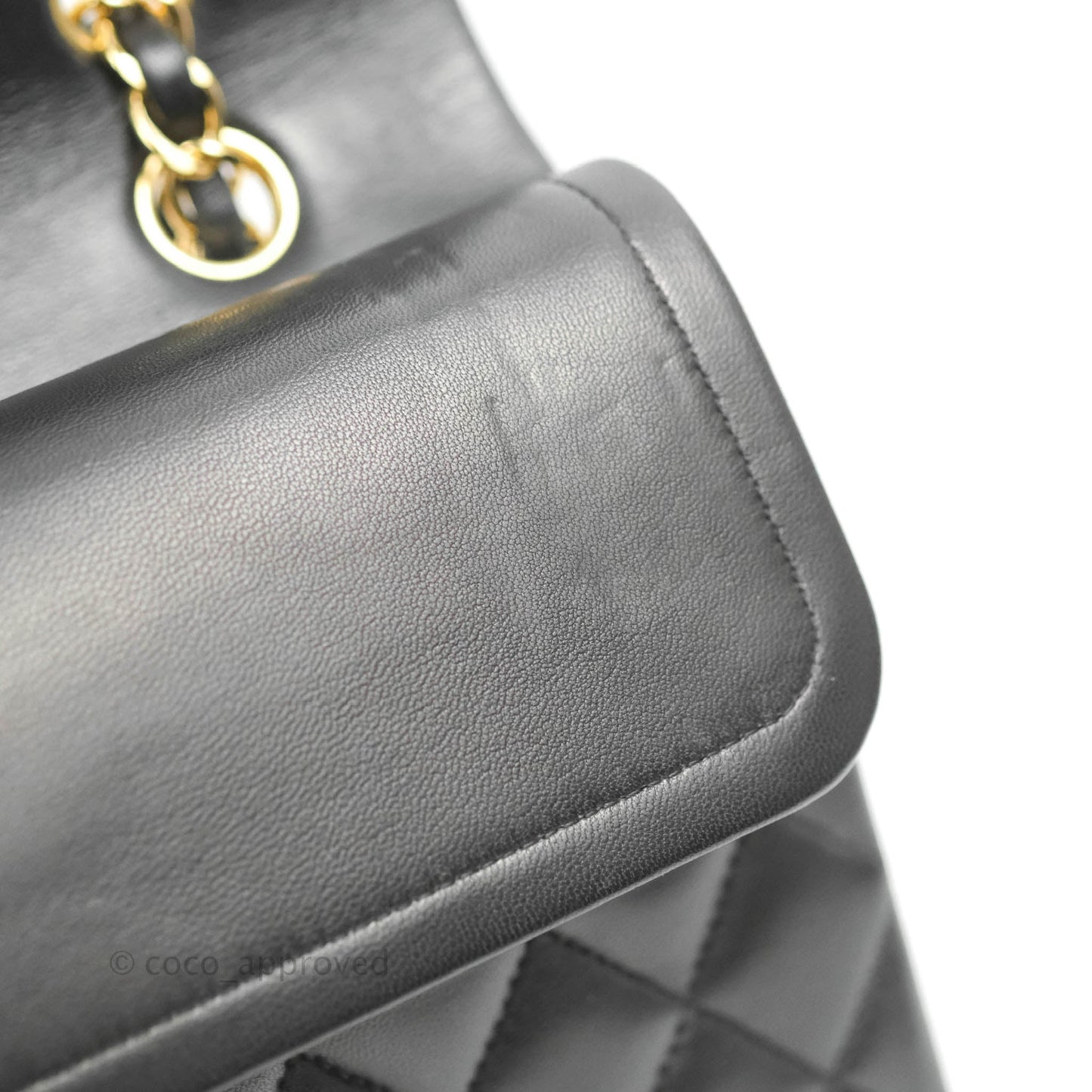 Chanel Classic M/L Medium Flap Quilted Black Lambskin Gold Hardware