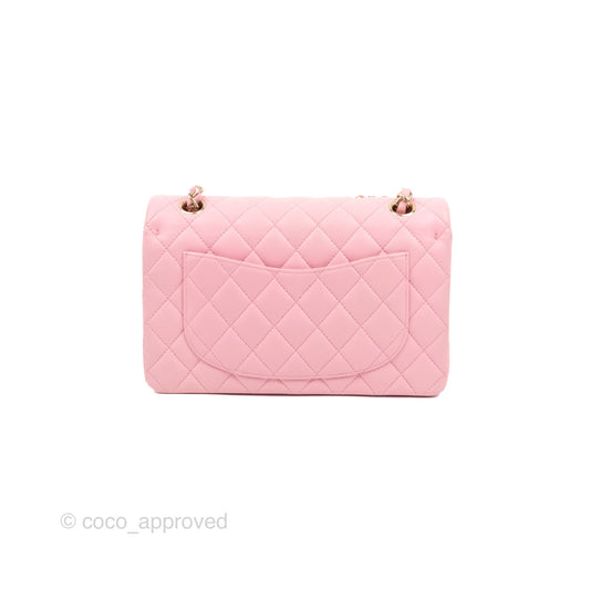 Chanel Small Classic Quilted Flap Pink Lambskin Gold Hardware