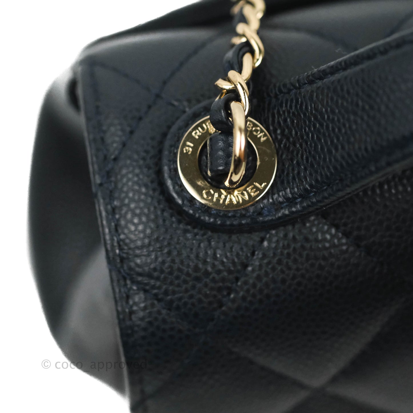 Chanel Quilted Small Business Affinity Flap Navy Caviar Gold Hardware