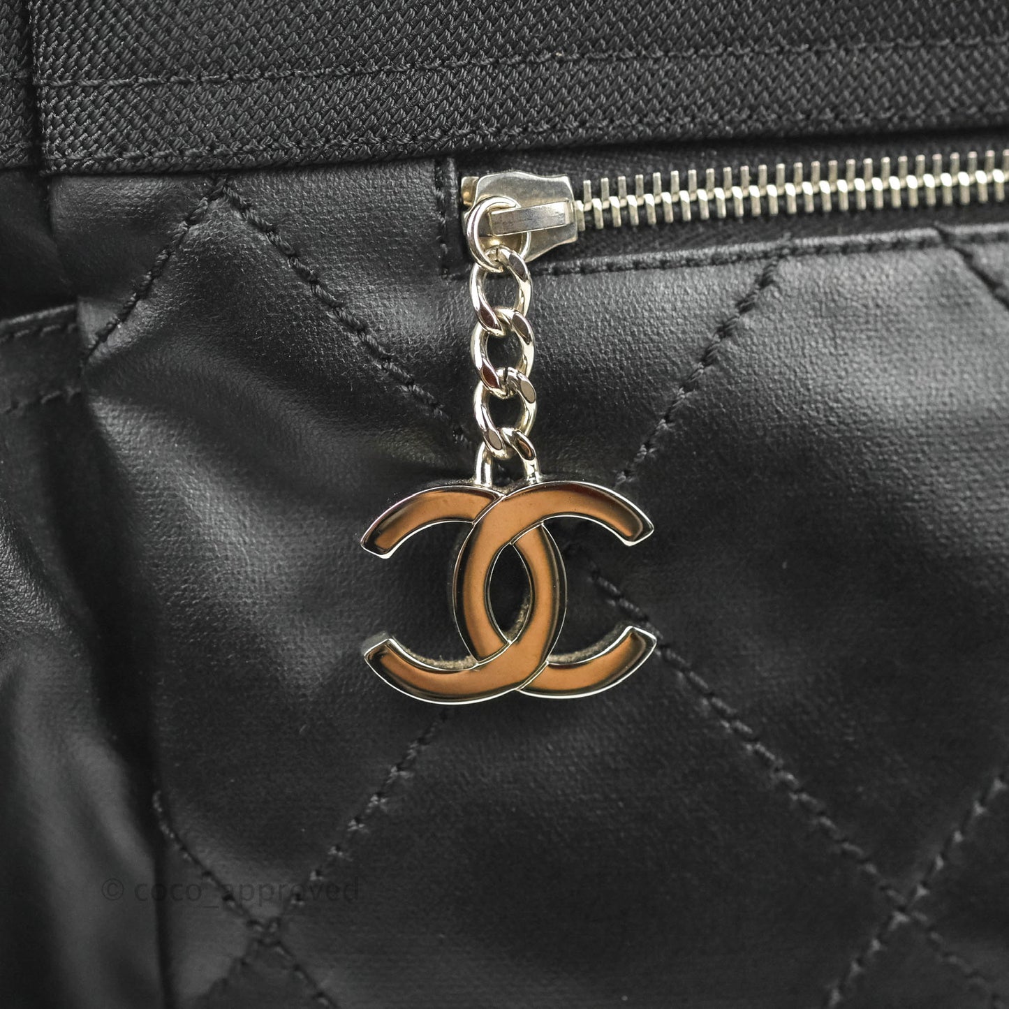 Chanel Quilted Large Paris Biarritz Tote Black Coated Canvas