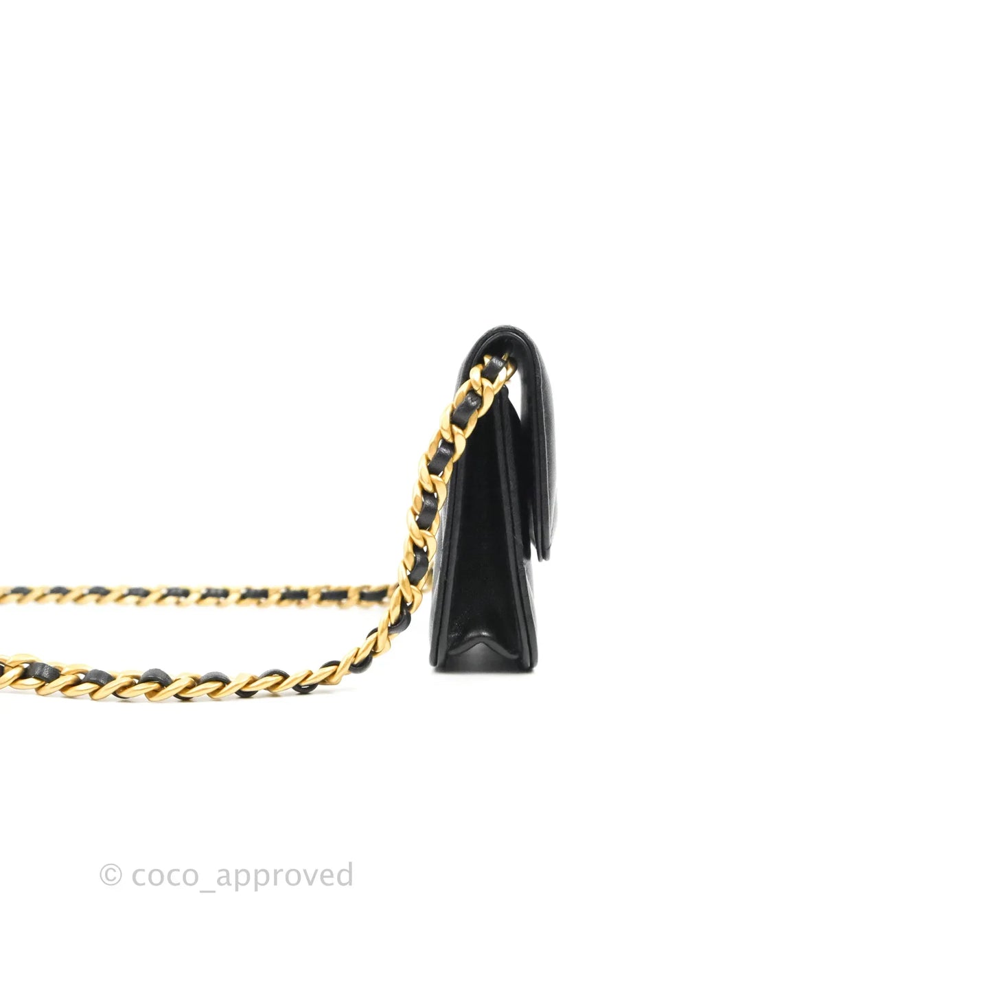 Chanel 19 Card Holder With Chain Black Mixed Hardware