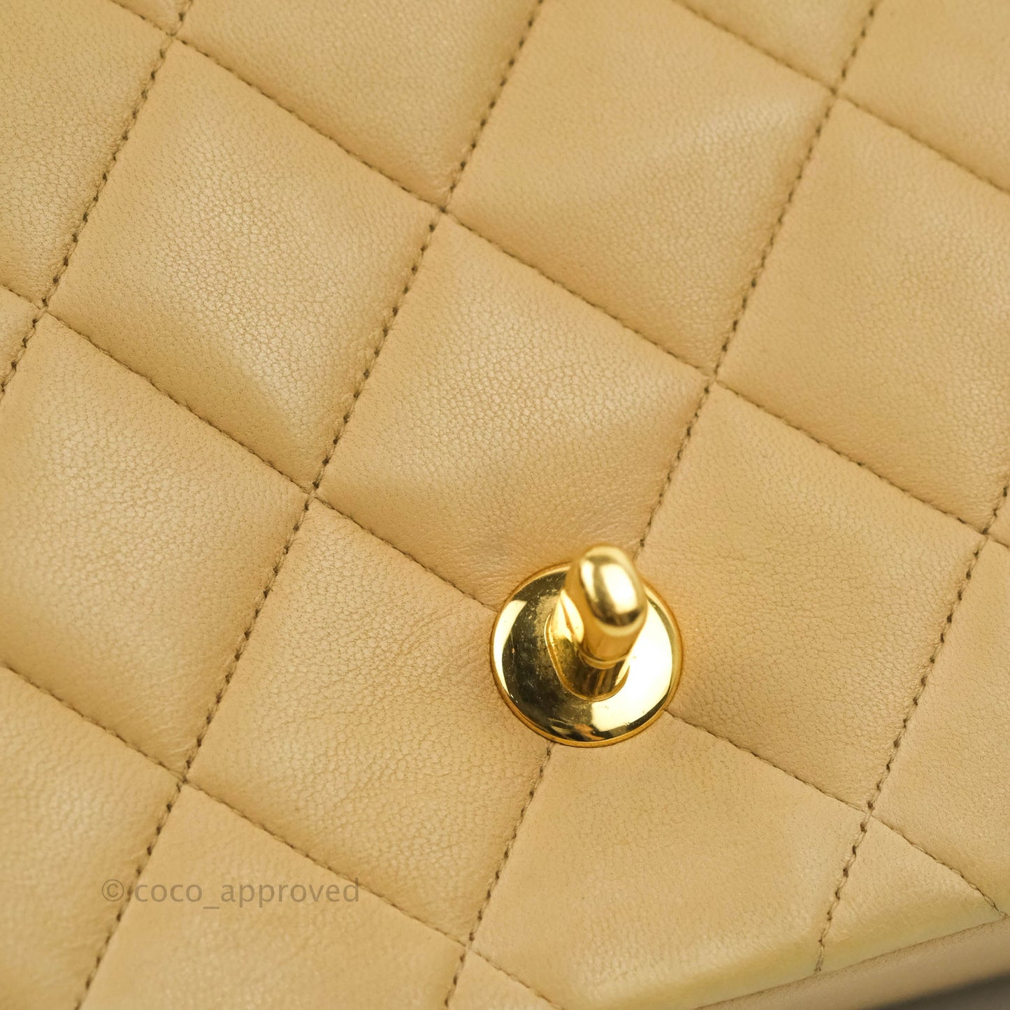 Chanel Vintage Small Quilted Classic Diana Flap Bag Beige Lambskin 24K Gold Hardware