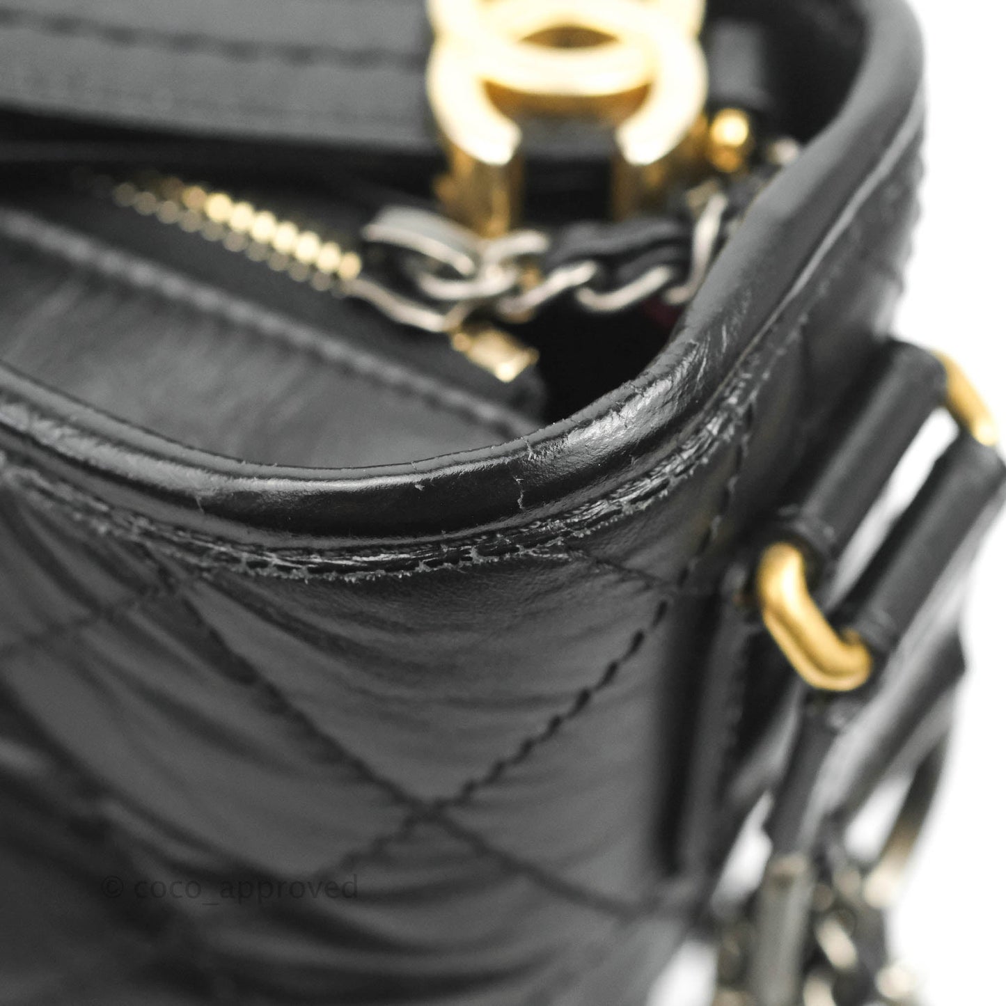 Chanel Quilted Medium Gabrielle Hobo Black Aged Calfskin Mixed Hardware