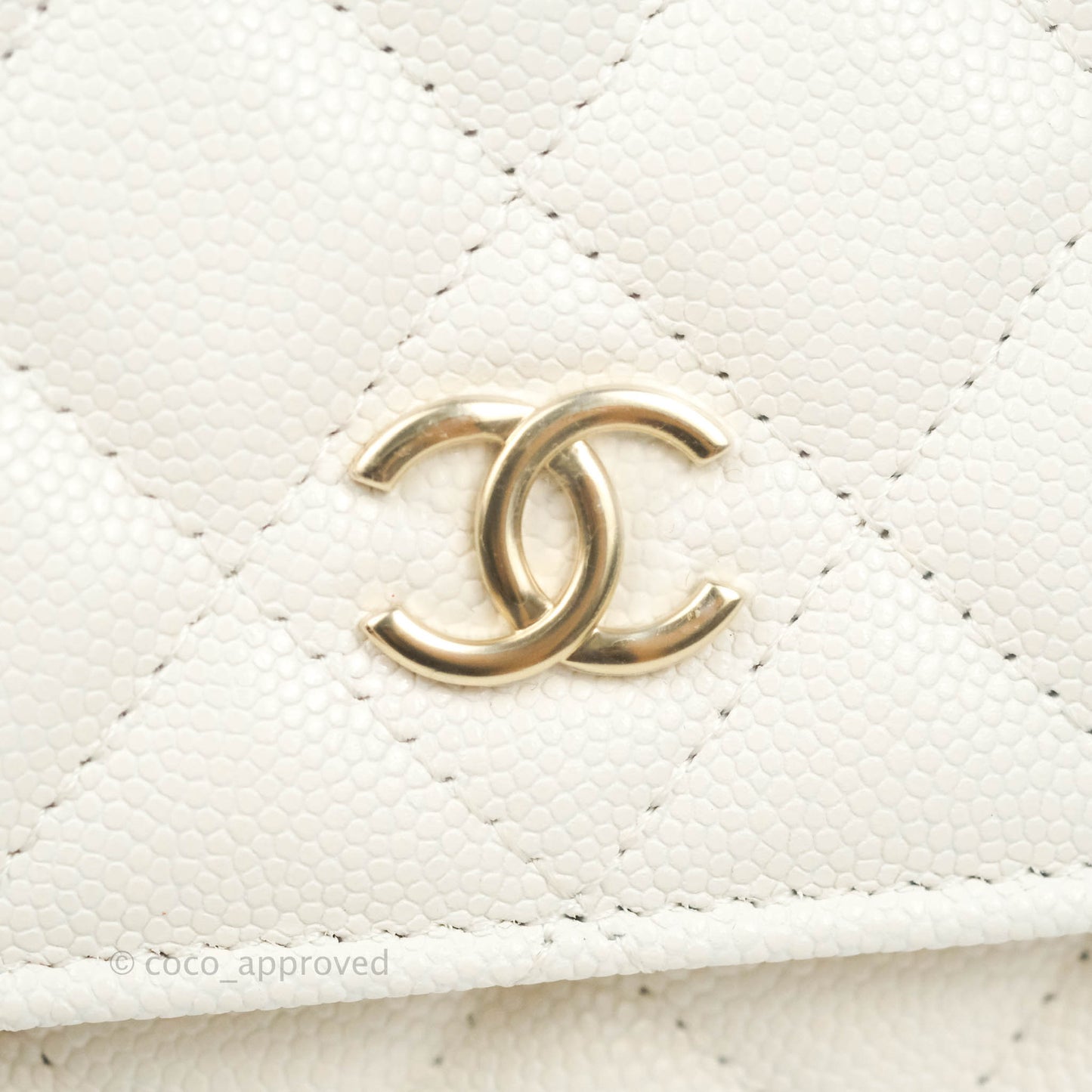 Chanel Quilted WOC White Caviar Gold Hardware With Charms