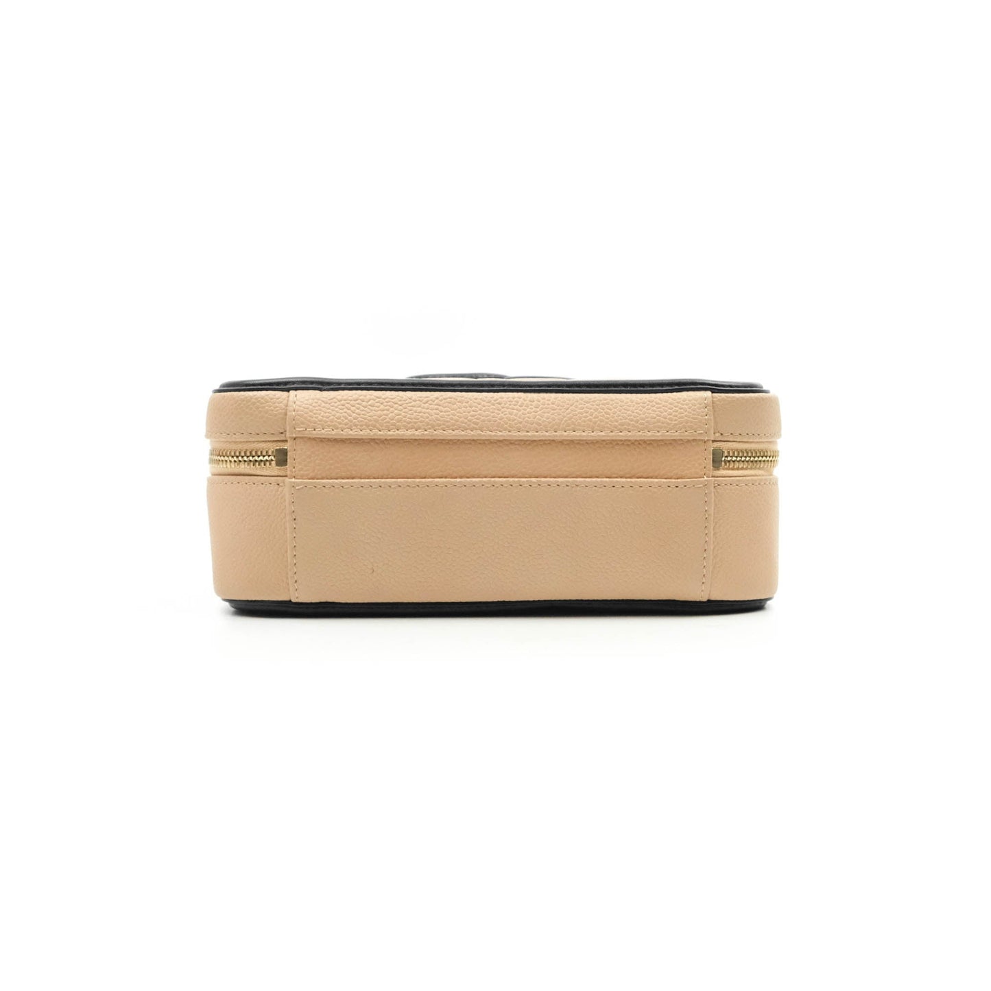 Chanel Quilted Medium CC Filigree Vanity Case Beige Caviar Gold Hardware