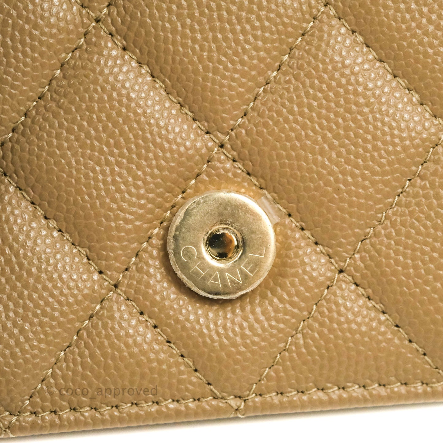 Chanel Mini Wallet With Chain Dark Beige Caviar Gold Hardware