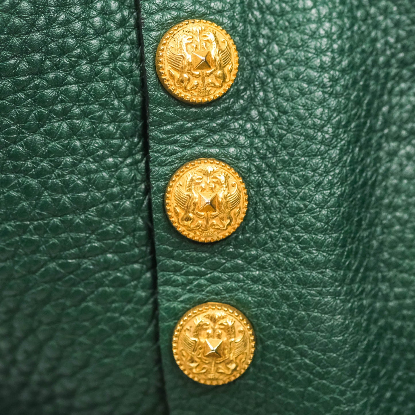 Valentino Large Gryphon Stud Tote Green Grained leather