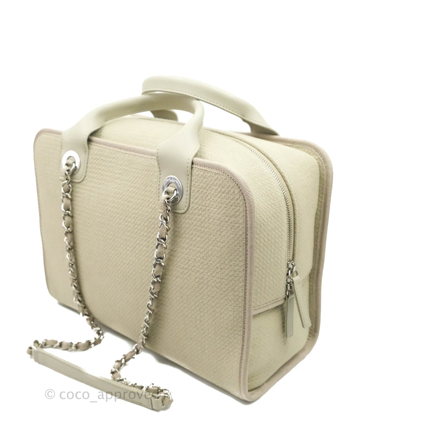 Chanel Deauville Bowling Bag Grey Silver Hardware