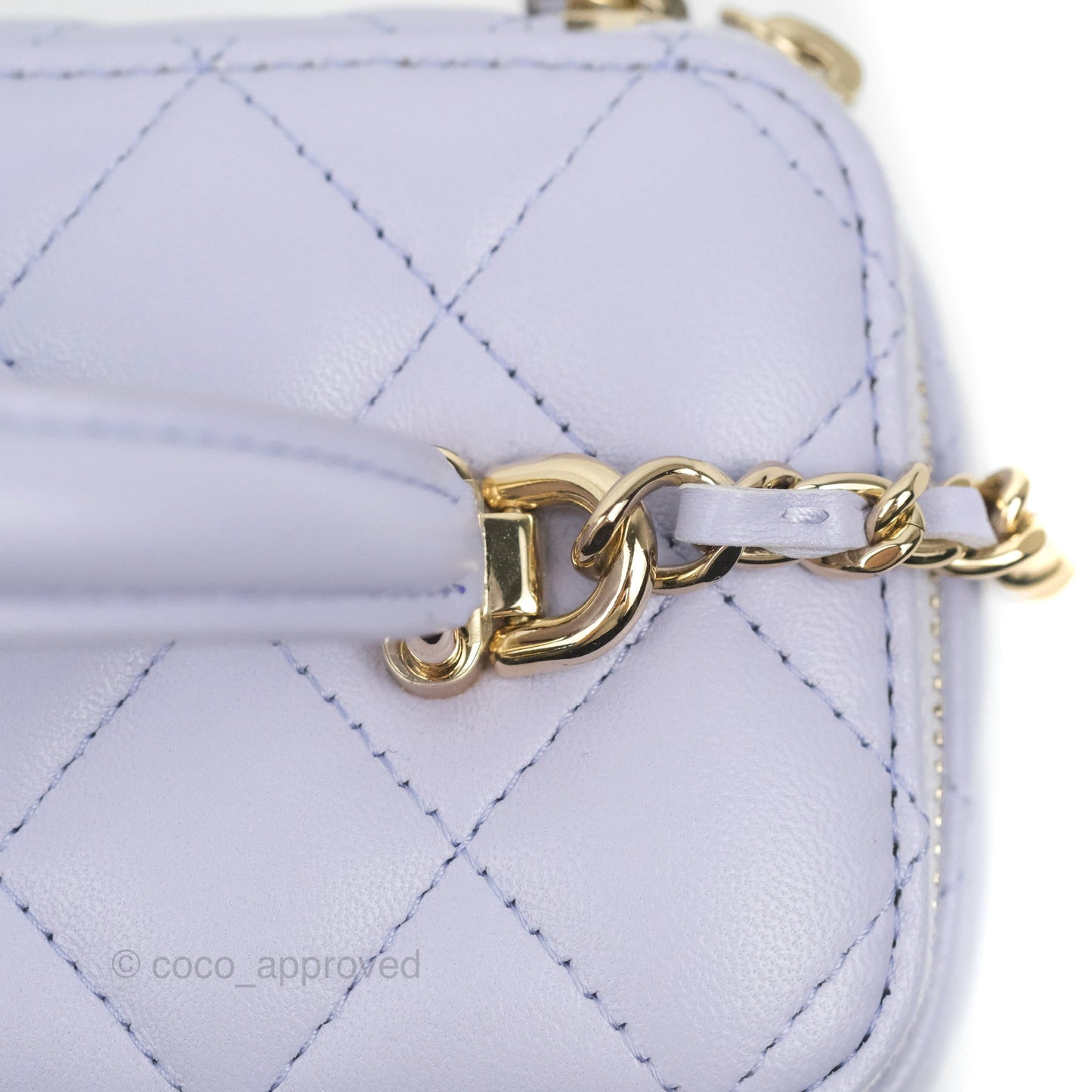 Chanel Vanity Rectangular Top Handle Lilac Lambskin Gold Hardware