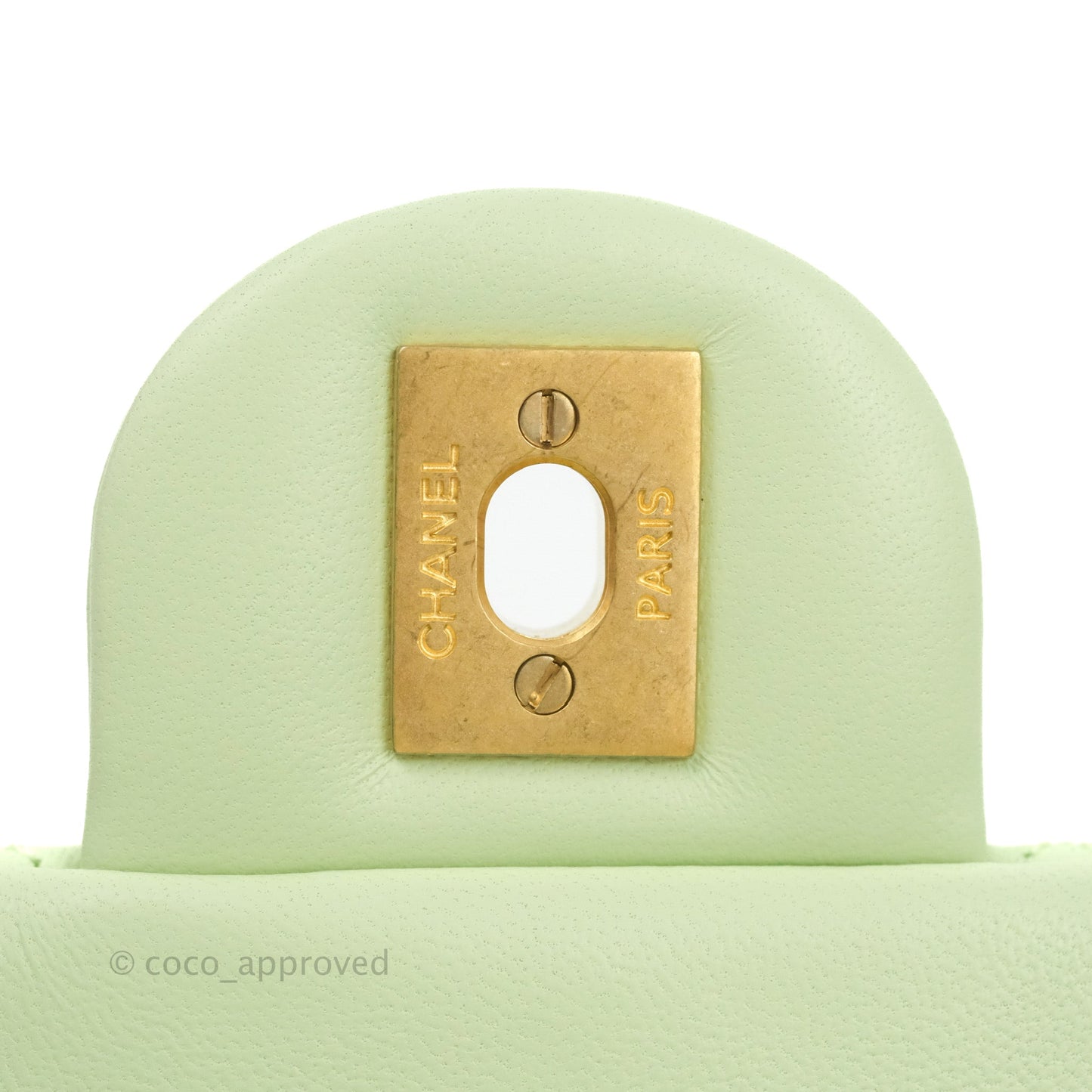 Chanel Quilted Mini Rectangular Pearl Crush Avocado Green Lambskin Aged Gold Hardware 22C