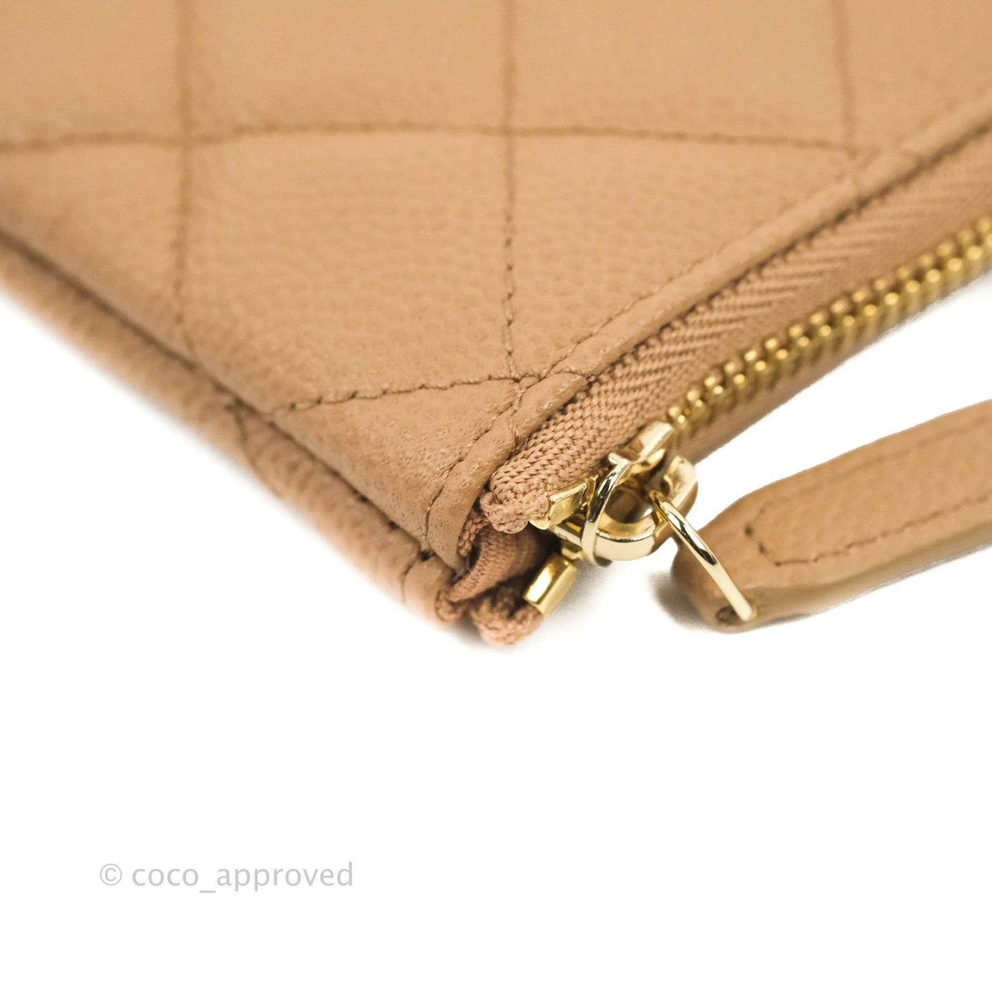 Chanel Quilted Mini O Case Dark Beige Caviar Gold Hardware