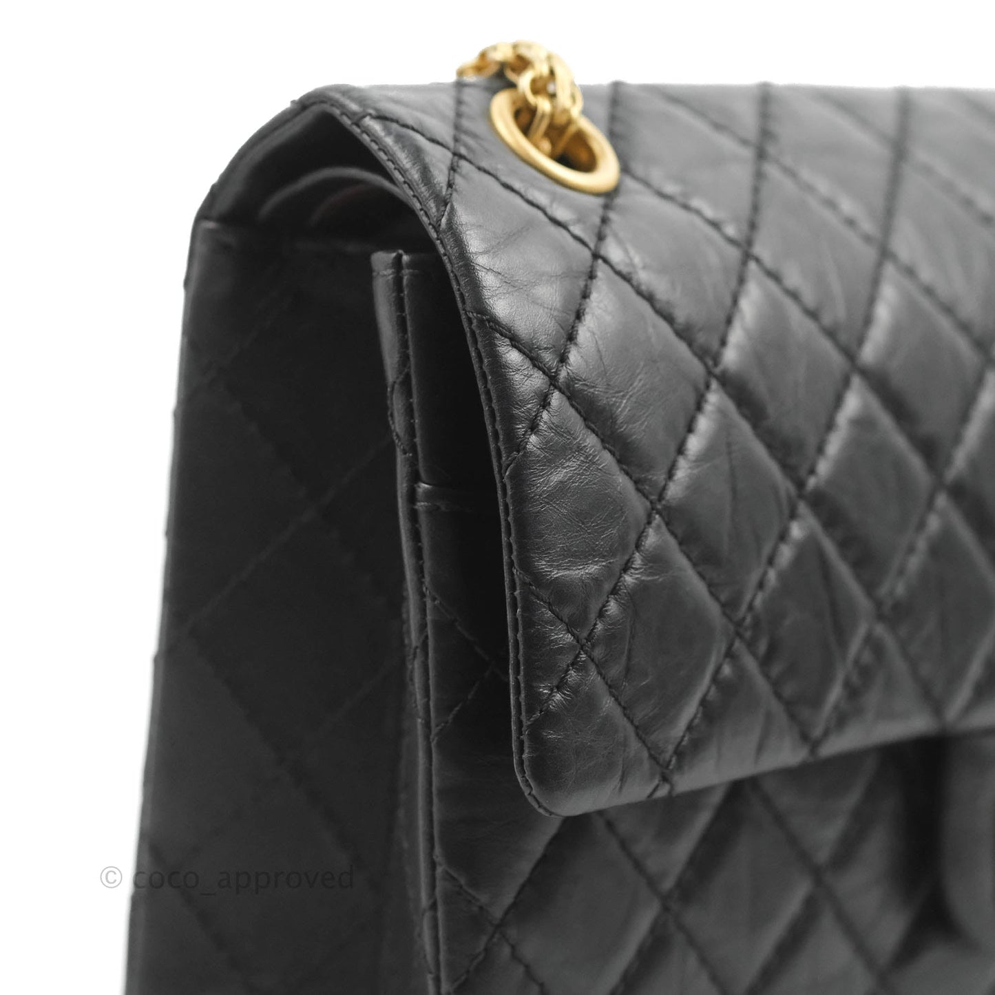 Chanel Reissue 225 Quilted Flap Black Aged Calfskin Aged Gold Hardware