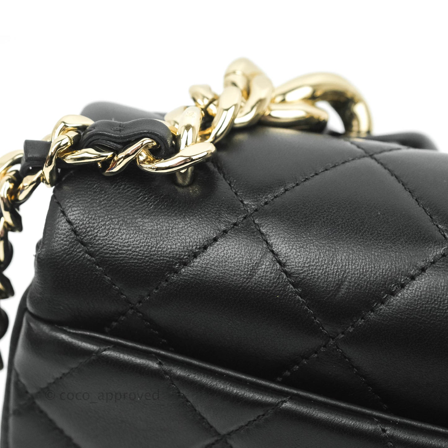 Chanel Quilted Large Resin Bi-Color Chain Flap Bag Black Lambskin